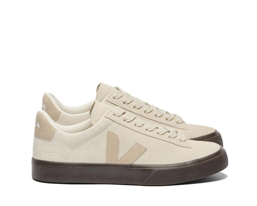 Veja Campo Suede Pierre Almond vue latérale — daim pierre amande éco