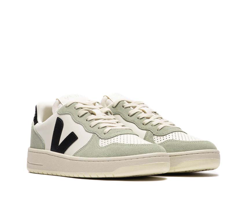 Veja V-10 Leather Pure Black Clay suola — suola gomma naturale
