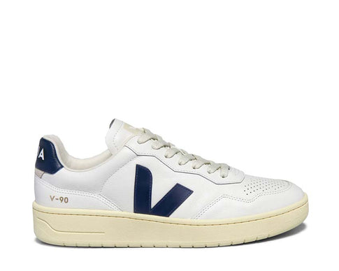 Veja V-90 OT Leather Extra White Nautico — sneaker homme running vintage éco