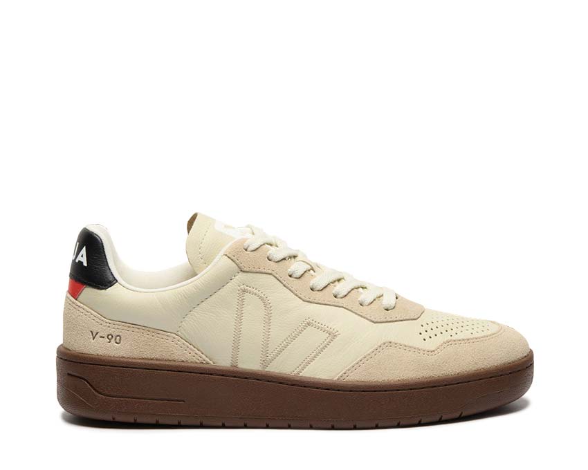 Veja V-90 ZZ O.T. Pierre Almond Black — sneaker femme zigzag oversize pierre amande