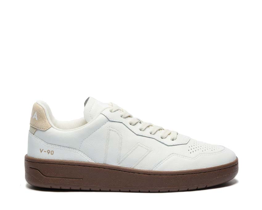 Veja V-90 ZZ O.T. White Pierre Almond — sneaker uomo ZZ zigzag crema