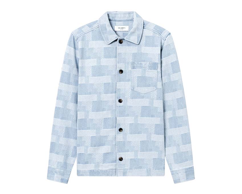 Les Deux Layton Denim Jacquard Overshirt — veste unisexe denim jacquard oversized
