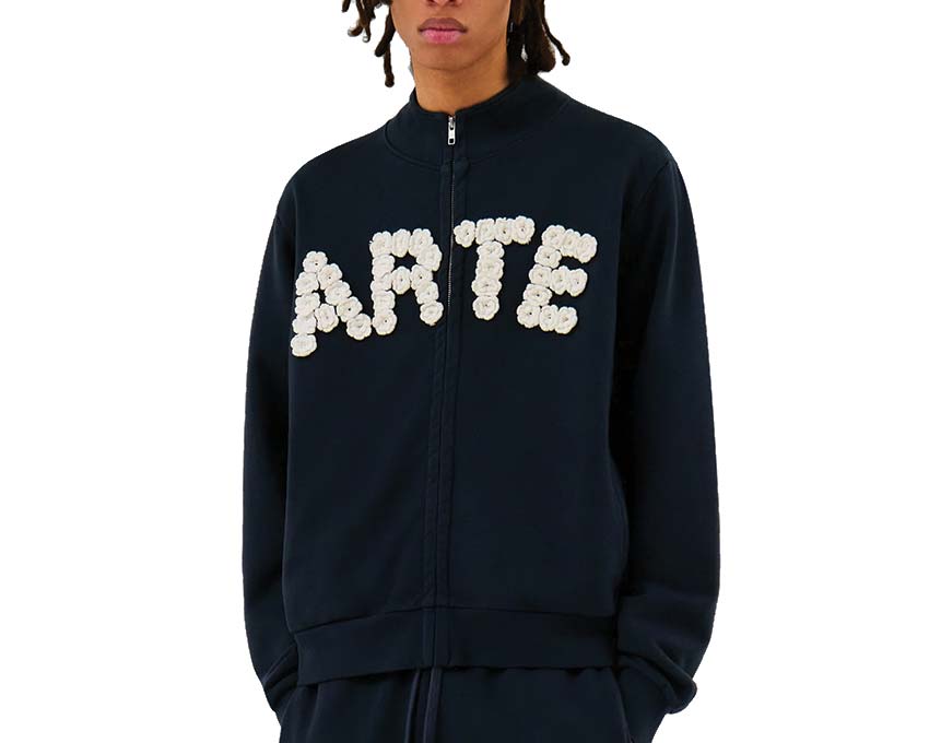 Arte Crochet Flowers Jacket Navy — chaqueta unisex ganchillo flores artesanal