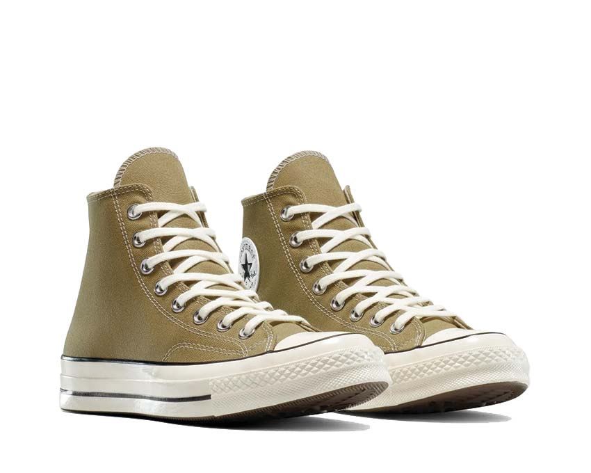 Converse Chuck 70 Hi Swamp Core vue latérale — tige haute toile vert naturel egret