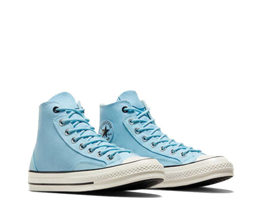 Converse Chuck 70 Hi Sky Blue vista lateral — caña alta azul cielo suave