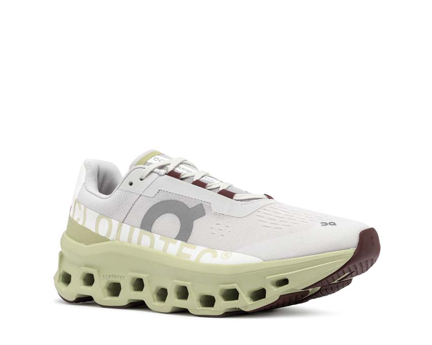 On Cloudmonster Frost Acacia side view — CloudTec cushioning