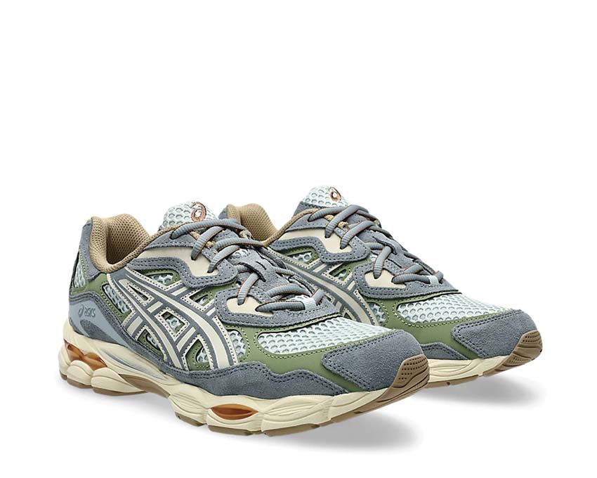 Asics Gel NYC Cold Moss vista laterale — tomaia in mesh