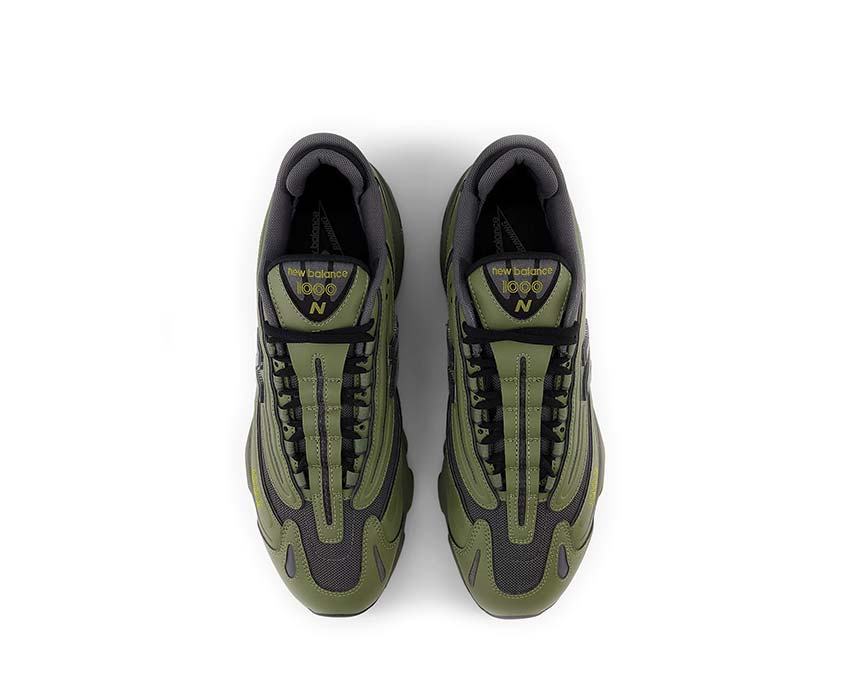 New Balance 1000 Dark Olivine Magnet detalle — material impermeable