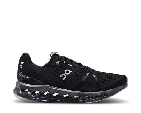 On Cloudsurfer All Black — men's running CloudTec technology