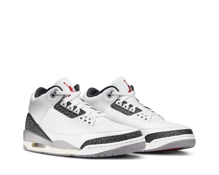 Jordan Air Jordan 3 Retro Cement Grey Seitenansicht — Leder und Elefant Print grau