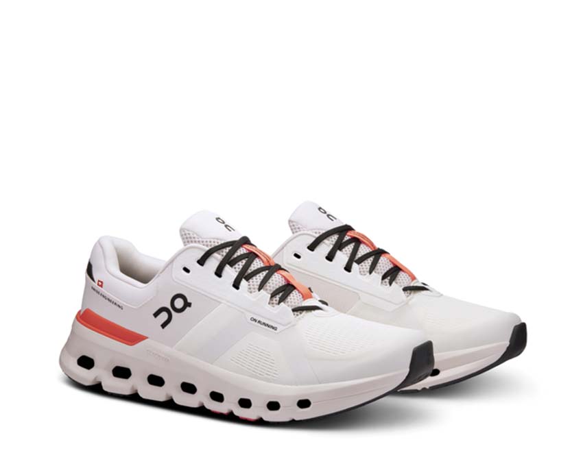 On Cloudrunner 2 White/Sand vista lateral — parte superior mesh zapatilla running mujer