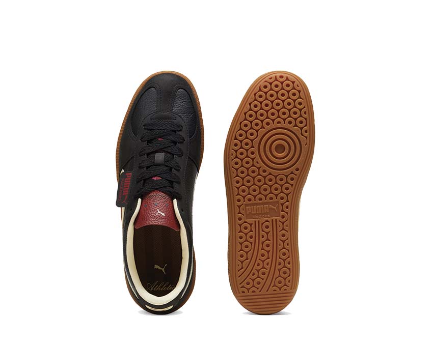 Puma Palermo Players Lane Black Intense Red dettaglio — logo Puma in pelle