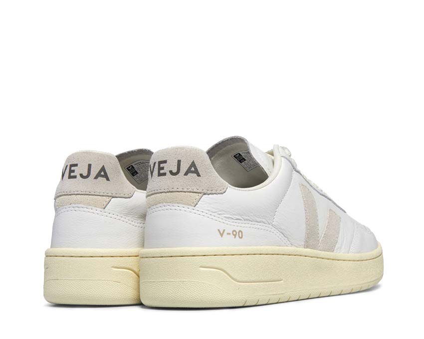 Veja V-90 OT Leather Extra White Natural suela — suela oversize caucho