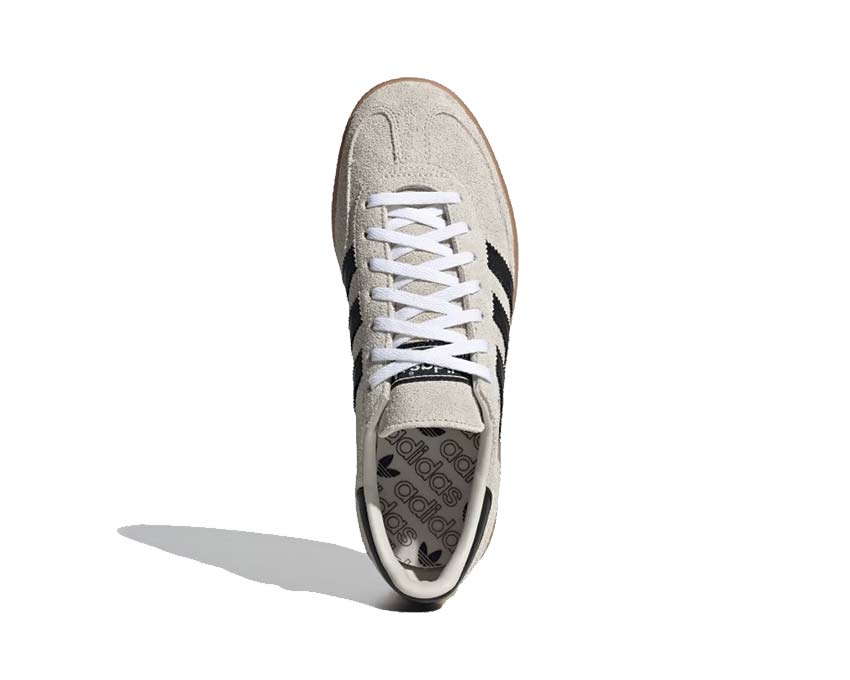 Adidas Handball Spezial W Cloud White détail — tige cuir Aluminium et suède blanc