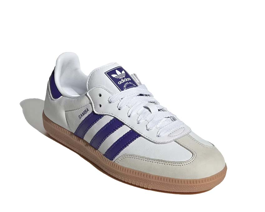 Adidas Samba OG W White Energy Ink vue latérale — 3 bandes et semelle gomme