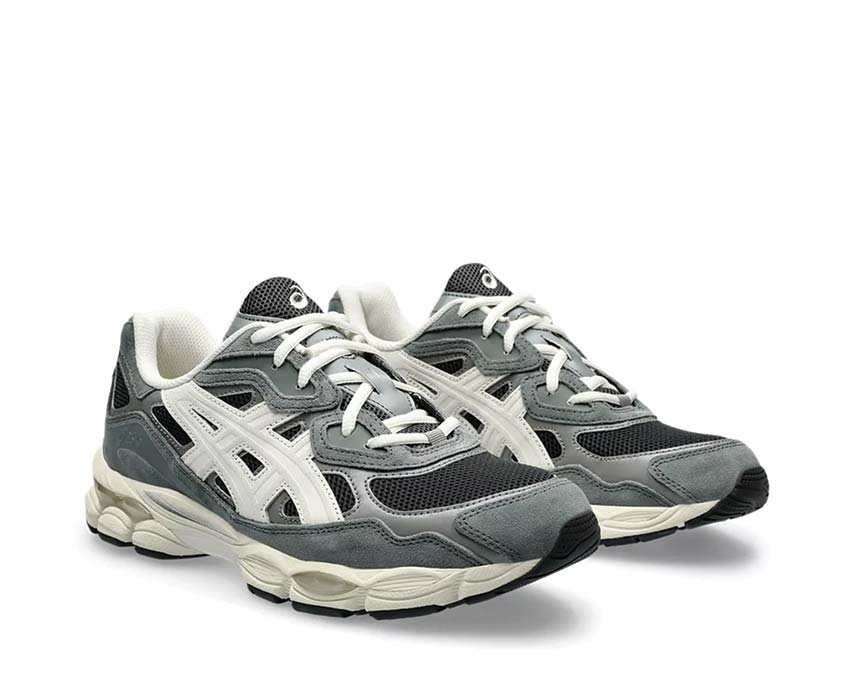 Asics Gel NYC Graphite Grey Smoke Grey vista lateral — parte superior de malla
