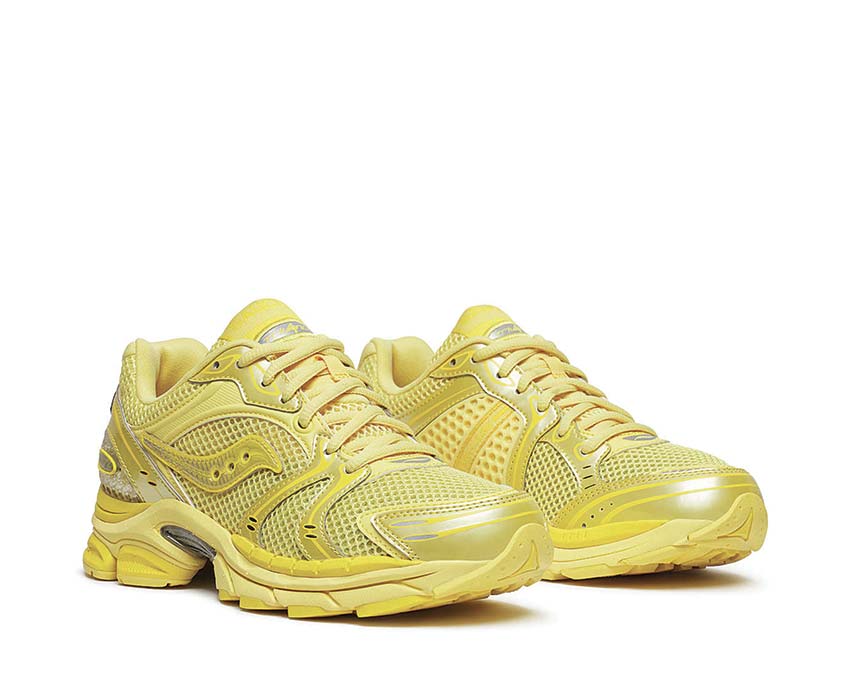 Saucony Progrid Triumph 4 Goldfinch vista lateral — parte superior de malla transpirable