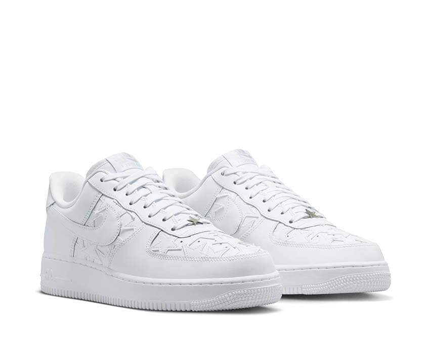 Nike Force 1 '07 Edge blanc — sneakers cuir étoiles deubré argenté