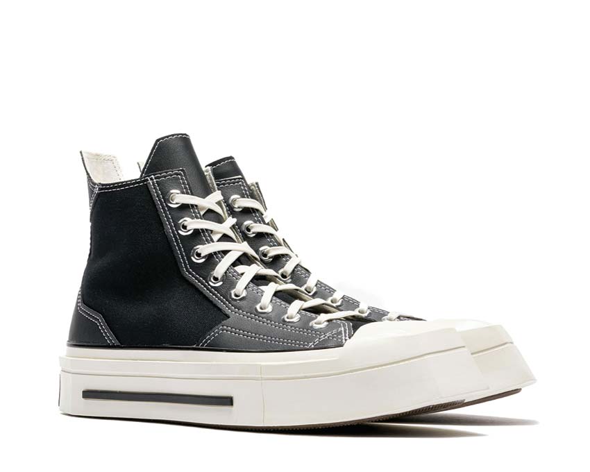 Converse Chuck 70 De Luxe Squared Hi Black vista lateral — suela gruesa