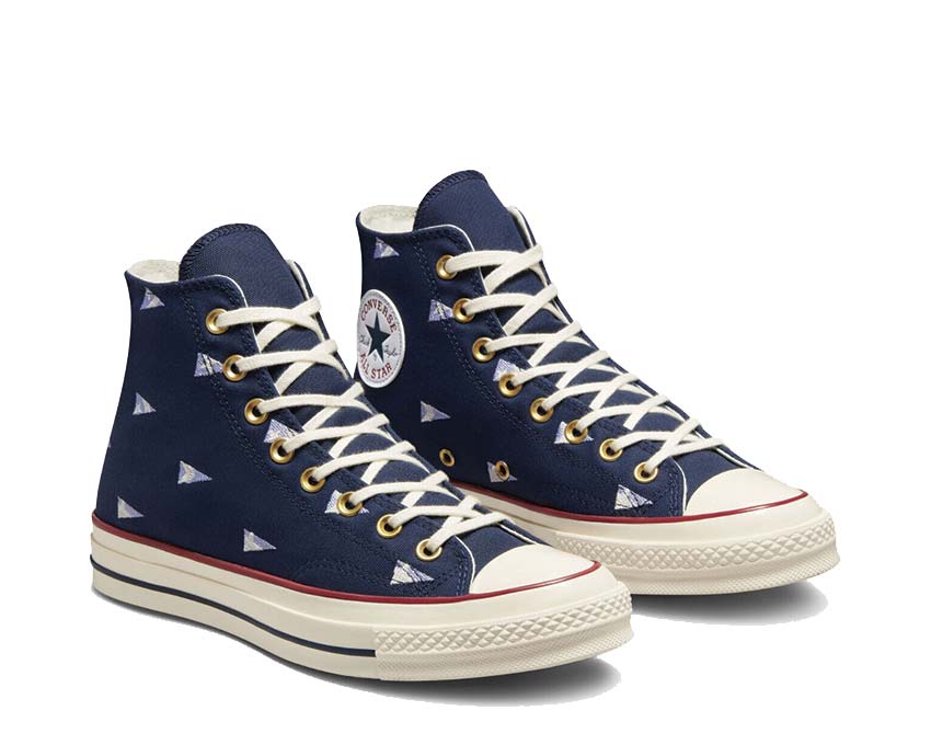 Converse Chuck 70 Hi Navy/Ultra Violet vista laterale — bicolore navy e ultra violet