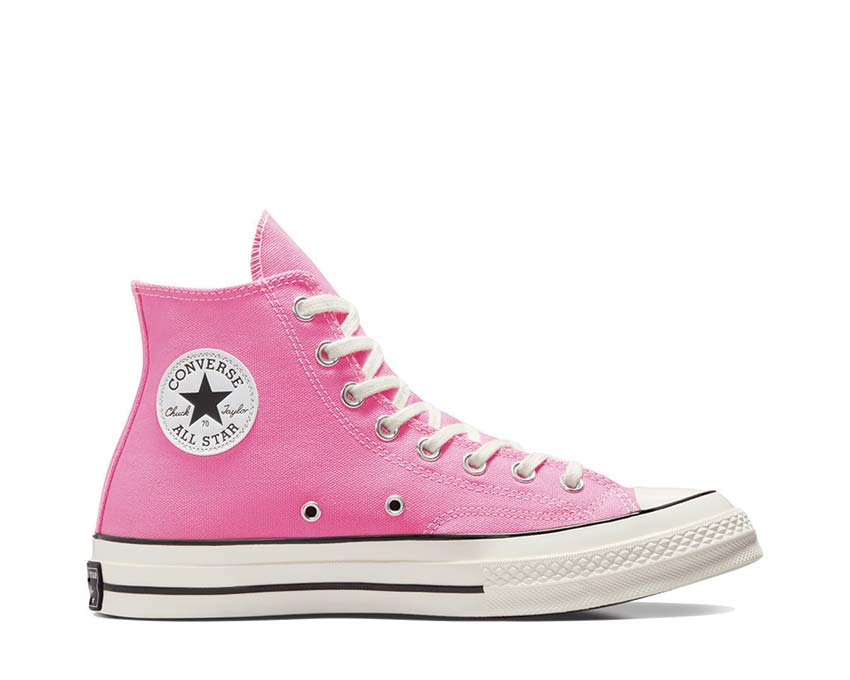 Converse Chuck 70 Hi Pink/Egret/Black Sohle — schwarze kontrastierende vulkanisierte Sohle