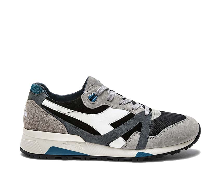 Diadora N9000 Italia Black Paloma Grey — zapatilla hombre cuero vintage Italia