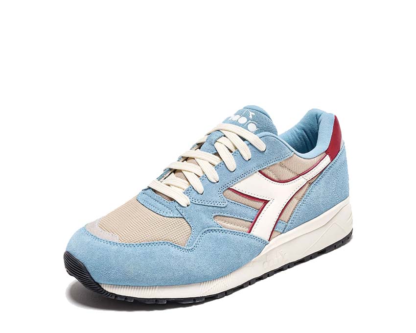 Diadora N902 Oyster Gray Dusk Blue vista laterale — profilo scamosciato bicolore