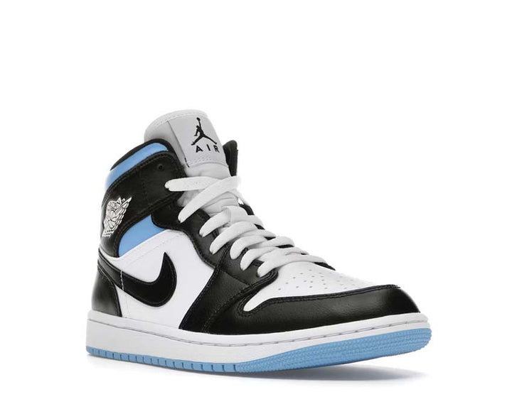 Jordan 1 Mid White / Black - University Blue BQ6472-102