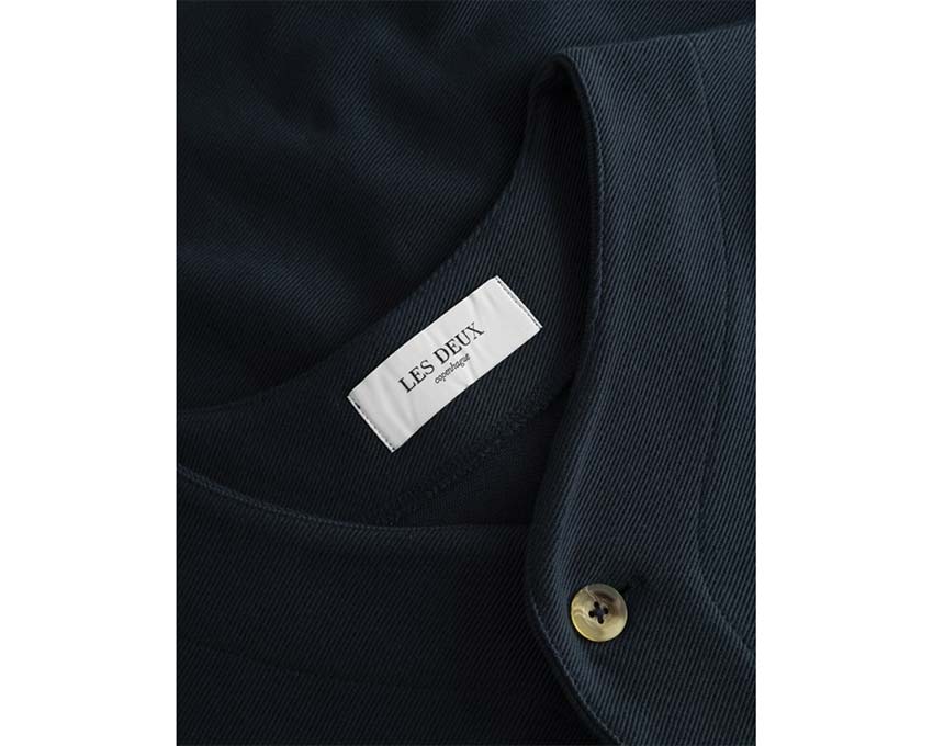 Les Deux Barry Baseball Jersey Shirt Dark Navy vista lateral — rayures baseball marine