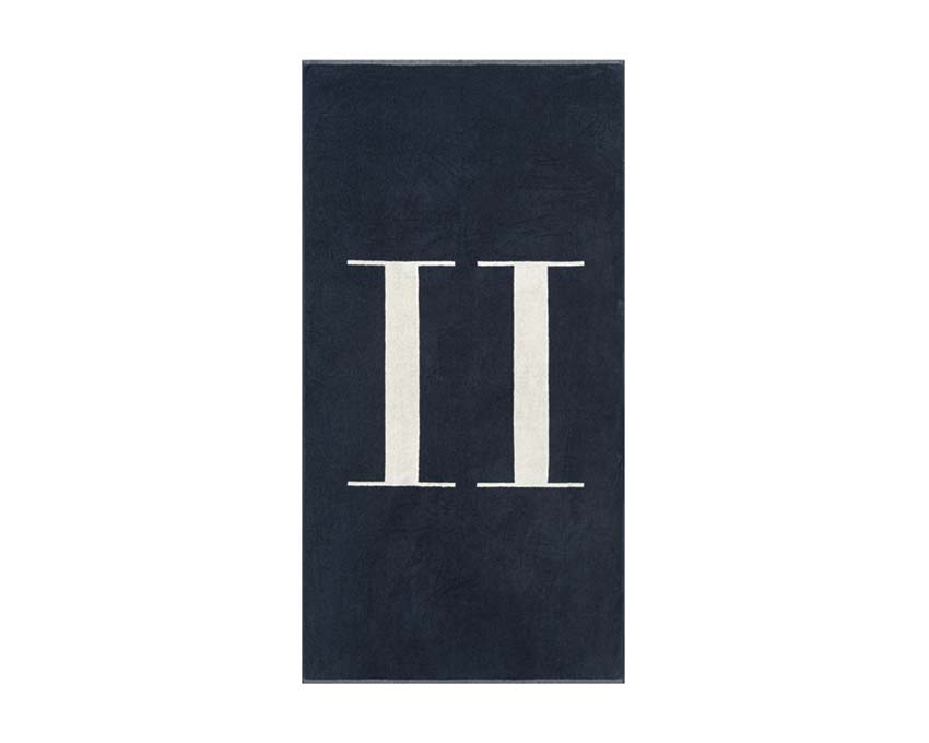 Les Deux Beach Towel Dark Navy — serviette unisexe coton imprimé plage