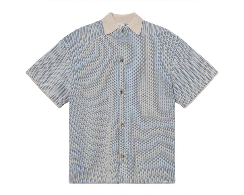Les Deux Easton Knitted SS Shirt Washed Denim LDM310127
