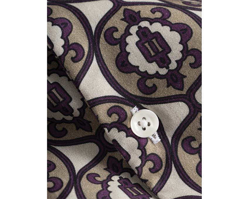 Les Deux Ornament AOP Tencel Shirt Ivory detalle — motivo AOP ornamental
