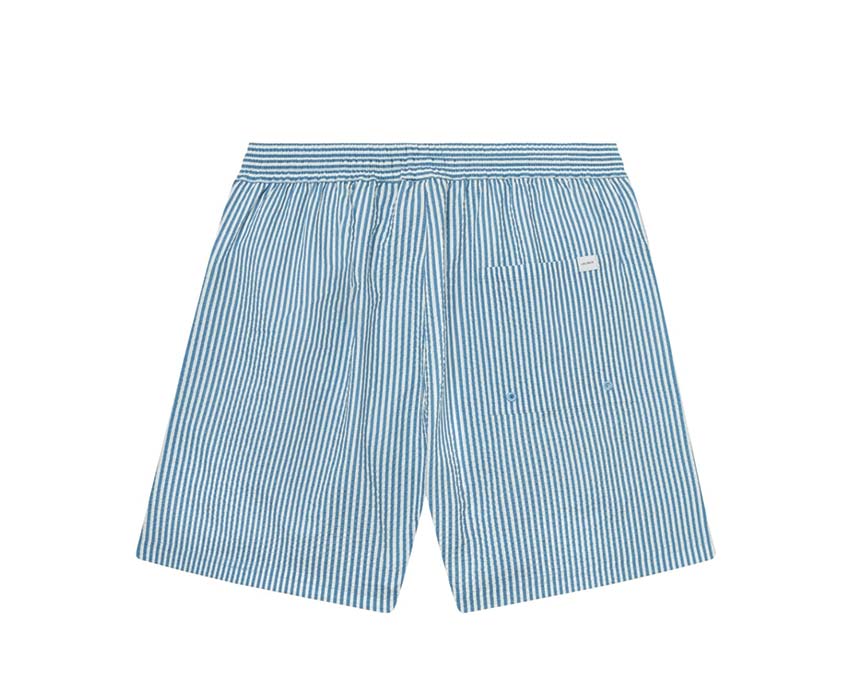 Les Deux Stan Stripe Seersucker Swim Shorts Denim Seitenansicht — seersucker gestreift