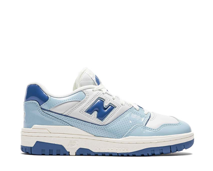 New Balance 550 Patent Leather Chrome Blue Agate Sea Salt BB550YKE — hombre