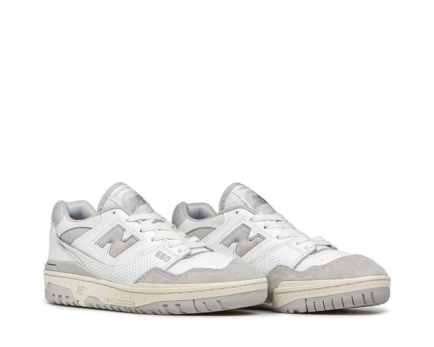 vista lateral — New Balance 550 blanco gris cupsole gruesa