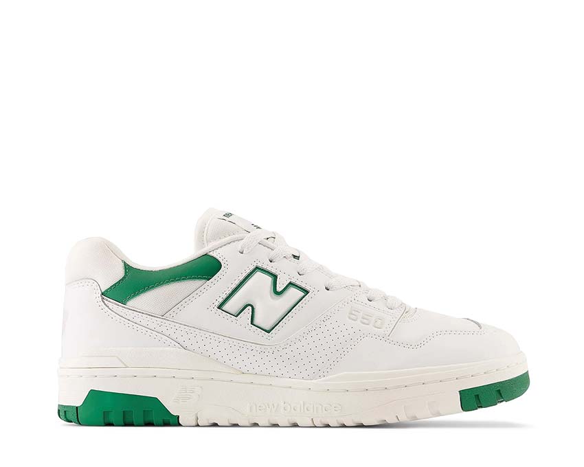 New Balance 550 White Green — men's basketball vintage cupsole sneaker