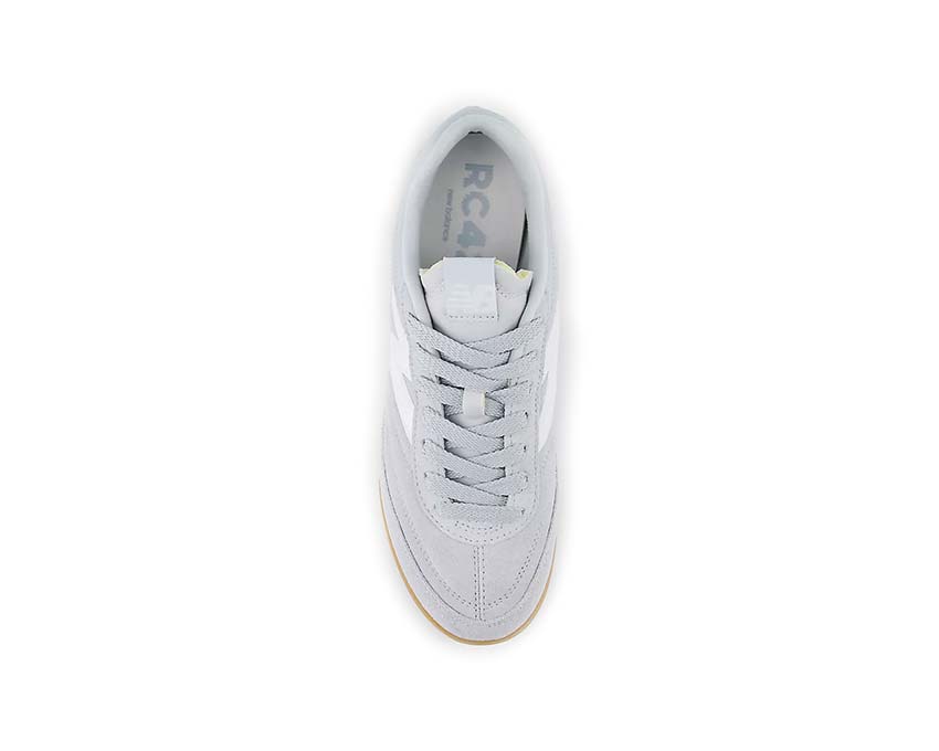 New Balance RC42 Granite White dettaglio — finiture in pelle e logo N