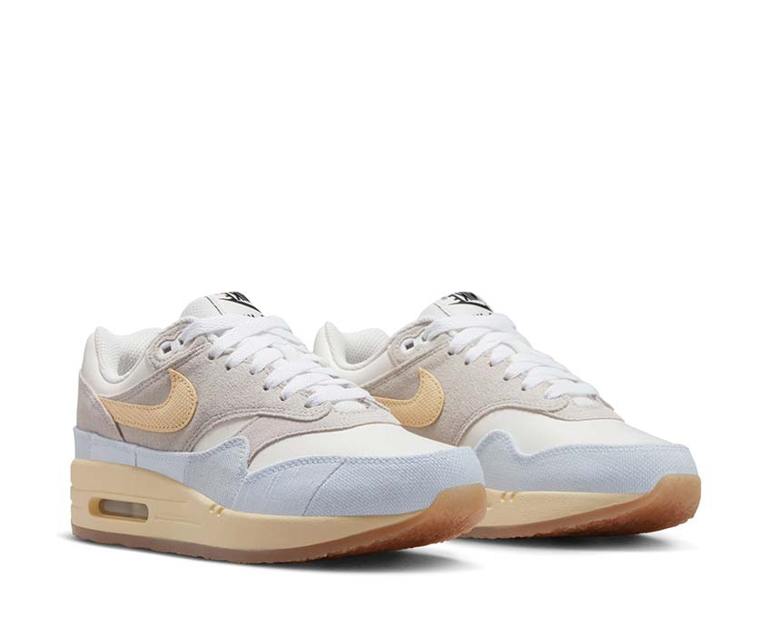 Nike Air Max 1 87 Crepe Light Bone W Sail vista lateral — cuero y malla