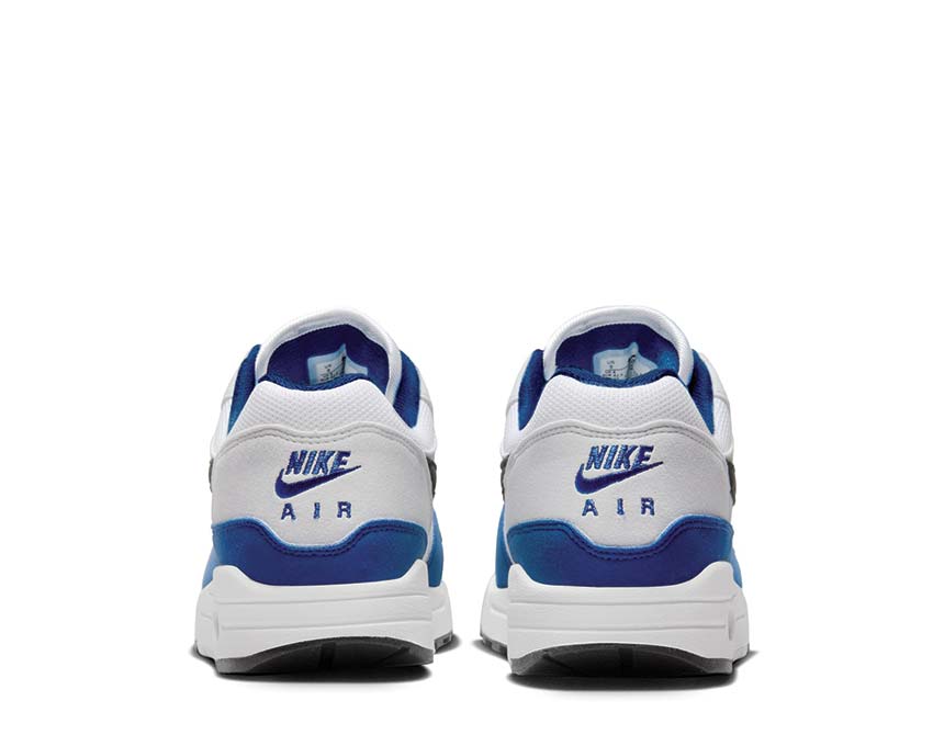 Nike Air Max 1 White Black suela — amortiguación Air Max Deep Royal visible
