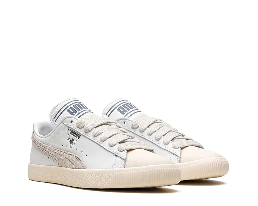 Puma X Rhuigi Clyde Q3 Pristine Sedate Gray vue latérale — daim et cuir premium