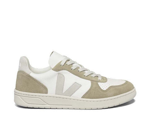 Veja V-10 Extra White/Sahara — zapatilla mujer cuero sin cromo