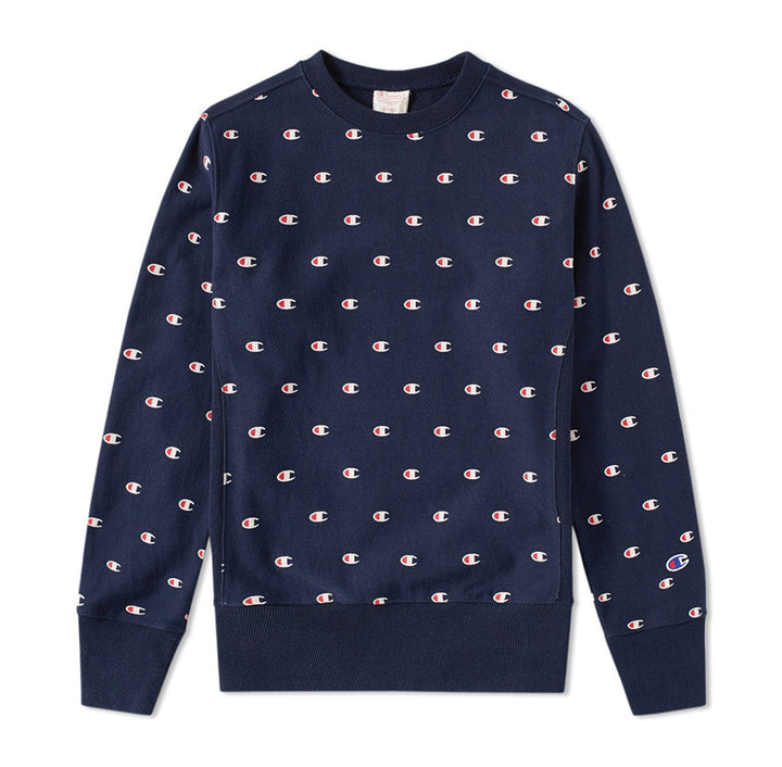 Champion All Over Embroidered Crew Sweat Navy