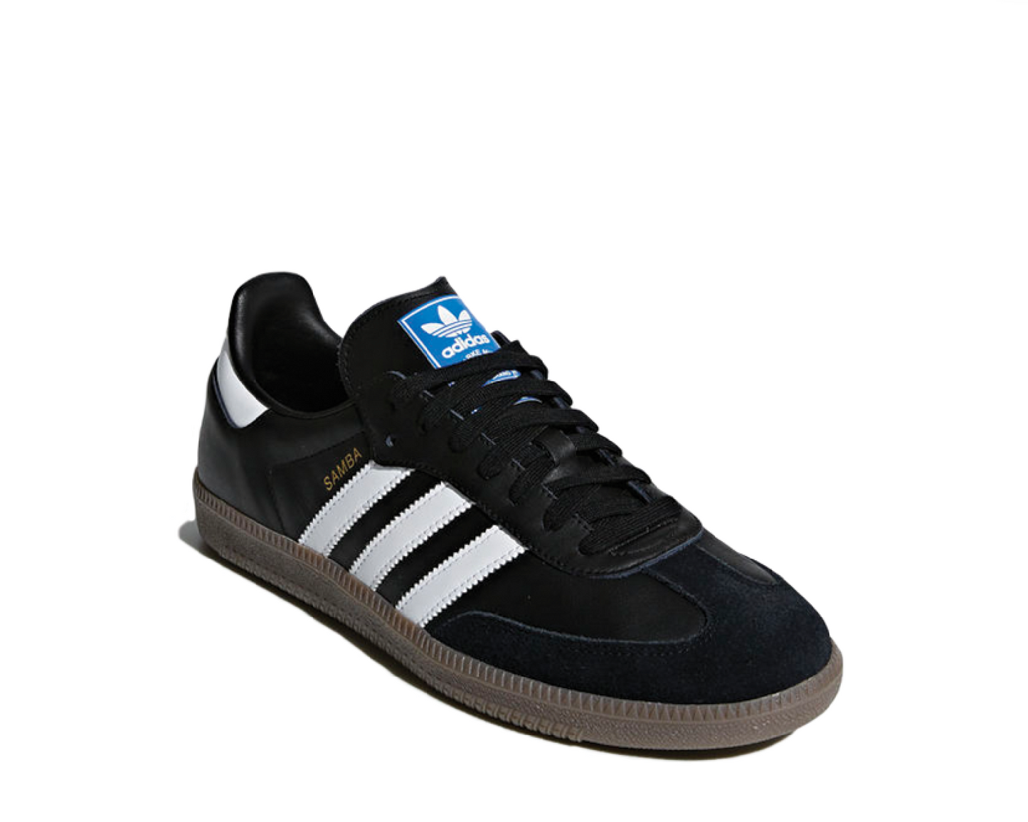 Adidas Samba OG Core Black vista laterale — 3 strisce pelle nera
