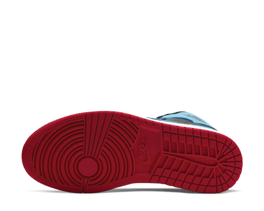 Jordan Air Jordan 1 High OG W UNC To Chicago Black DK Powder Blue Gym Red — vista trasera tricolor