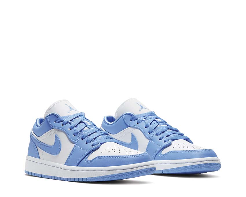 Jordan Air Jordan 1 Low University Blue White side view — light blue white leather