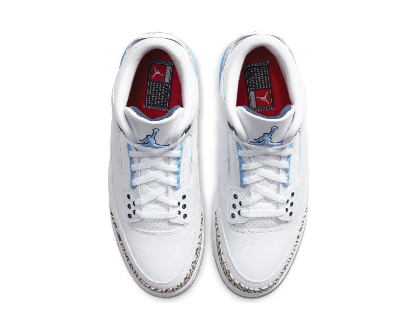 Jordan Air Jordan 3 Retro UNC White Valor Blue Tech Grey detail — elephant leather grey Tech Grey