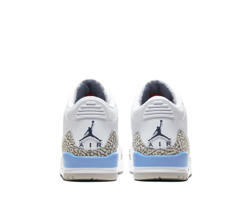 Jordan Air Jordan 3 Retro UNC White Valor Blue Tech Grey sole — visible Air sole Jordan 3
