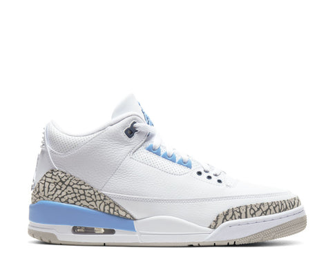 Jordan Air Jordan 3 Retro UNC White Valor Blue Tech Grey — unisex sneaker white blue UNC