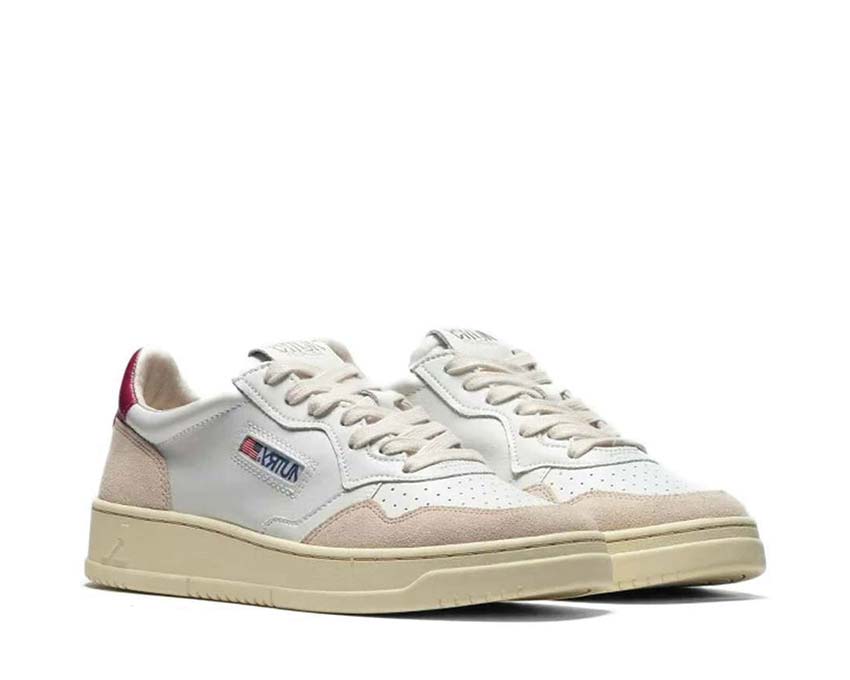 Autry 01 Low Leat / Suede White / Red AULMLS43