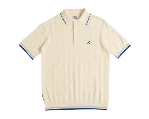 Autry Tennis Man Polo White — polo homme coton piqué sport vintage col boutonné